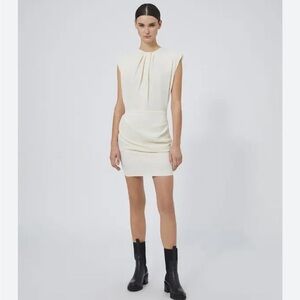 IRO Cream Sleeveless Pleated Mini Dress